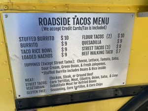 Roadside Tacos Menu